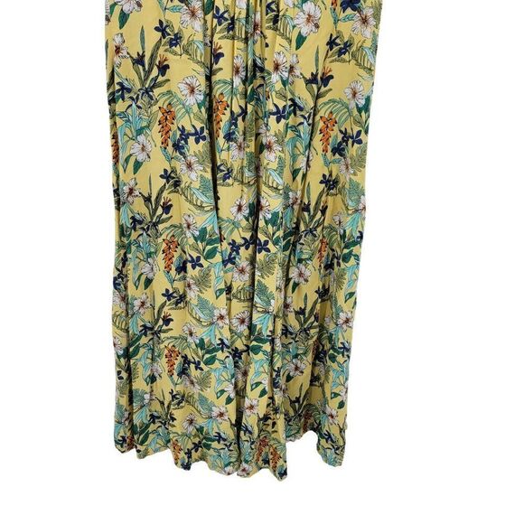 Vintage Koret Dress M Yellow Floral Midi Sleeveless Button Front Smocked India - Picture 10 of 11